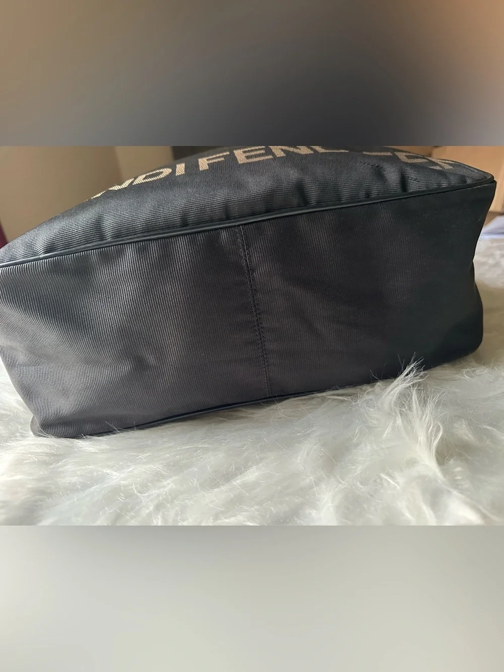 Vintage Fendi Roma 1925 Black Nylon Messenger Crossbody Bag